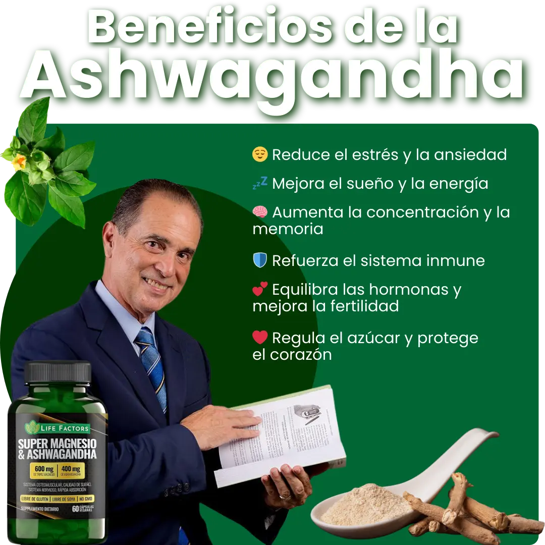🏆 37 beneficios en 1 sola cápsula: Super Magnesio + Ashwagandha